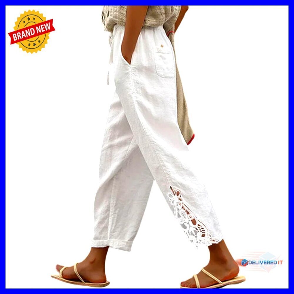 Lightweight Drawstring Waist Pants Casual Chic Elastic Fit with Pockets